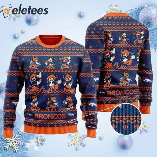 Broncos Mickey Mouse Knitted Ugly Christmas Sweater