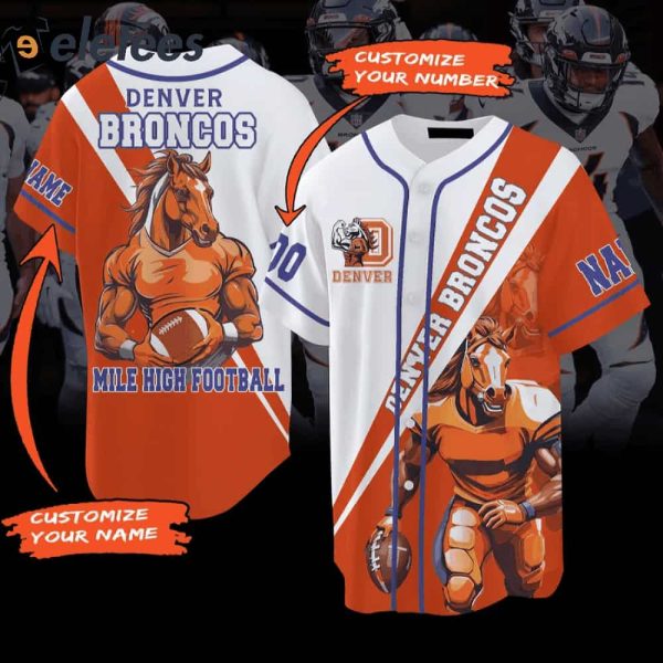 Broncos Mile High Football Custom Baseball Jersey