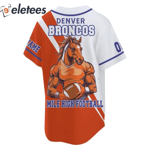 Broncos Mile High Football Custom Baseball Jersey