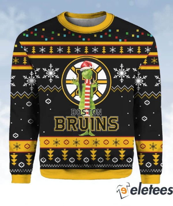 Bruins Funny Grnch Ugly Christmas Sweater