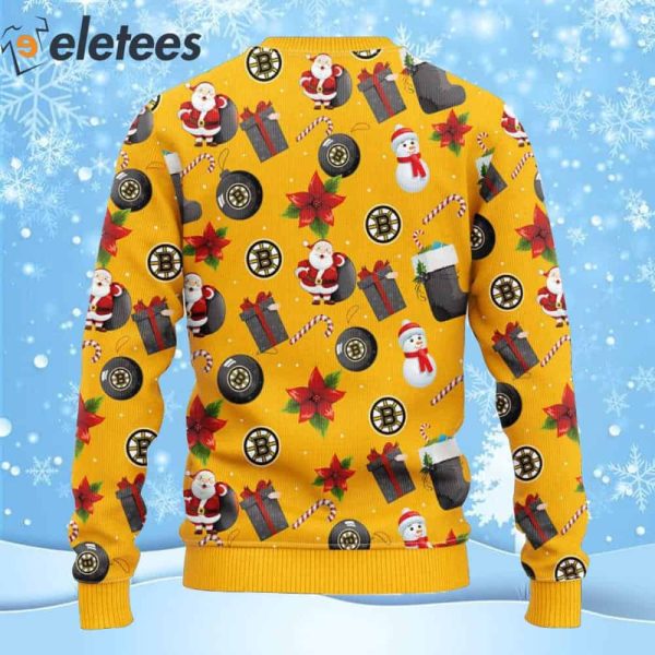 Bruins Hockey Santa Claus Snowman Ugly Christmas Sweater