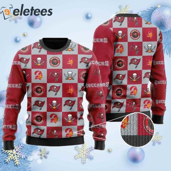 Buccaneers Logo Checkered Flannel Design Knitted Ugly Christmas Sweater