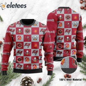 Buccaneers Logo Checkered Flannel Design Knitted Ugly Christmas Sweater1