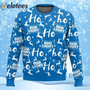 Bud Light Christmas Hohoho Reindeer Pattern Ugly Sweater