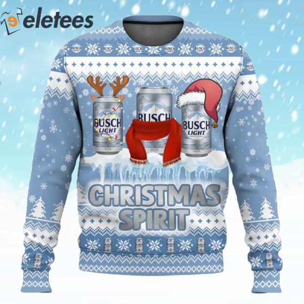 Busch Light Beer Christmas Spirit Ugly Christmas Sweater