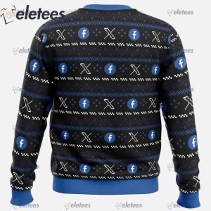Cage Fighter Elun Mask vsMark Zuckerberg Funny Pop Culture Ugly Christmas Sweater1