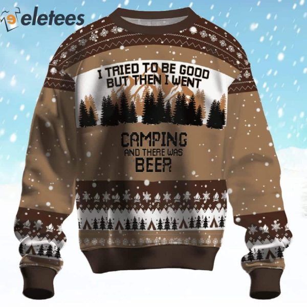 Camping And There Was Beer Ugly Christmas Sweater