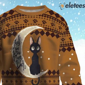 Cat I Love To The Moon Back Ugly Christmas Sweater 2