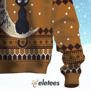 Cat I Love To The Moon Back Ugly Christmas Sweater 3