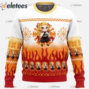 Chibi Christmas Kyojuro Rengoku Demon Slayer Ugly Christmas Sweater