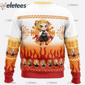 Chibi Christmas Kyojuro Rengoku Demon Slayer Ugly Christmas Sweater1