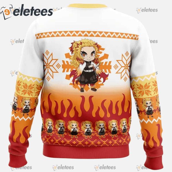 Chibi Christmas Kyojuro Rengoku Demon Slayer Ugly Christmas Sweater