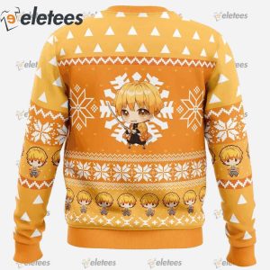 Chibi Christmas Zenitsu Agatsuma Demon Slayer Ugly Christmas Sweater1