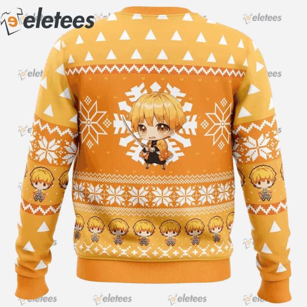 Chibi Christmas Zenitsu Agatsuma Demon Slayer Ugly Christmas Sweater