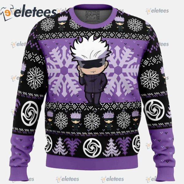 Chibi Satoru Gojo Jujutsu Kaisen Ugly Christmas Sweater