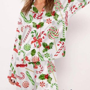 Christmas Candy Cane Long Sleeve Pajama Set