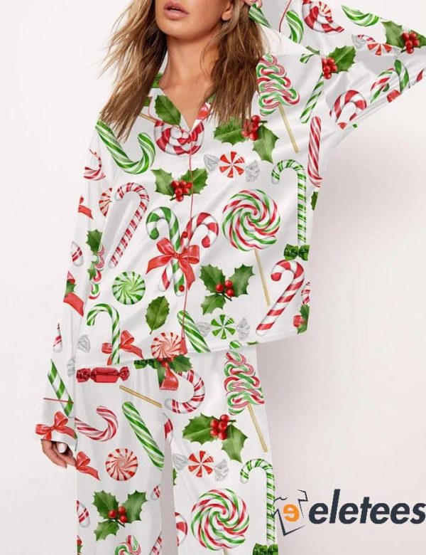 Christmas Candy Cane Long Sleeve Pajama Set