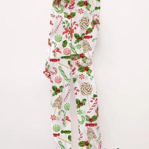 Christmas Candy Cane Long Sleeve Pajama Set 3