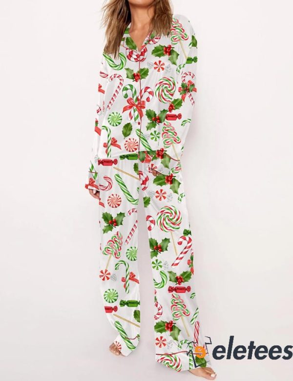 Christmas Candy Cane Long Sleeve Pajama Set