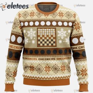 Christmas Checkers Board Games Ugly Christmas Sweater