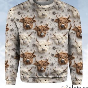 Christmas Cute Highland Cow Highland Cattle Winter Snow Cow Sweater