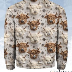 Christmas Cute Highland Cow Highland Cattle Winter Snow Cow Sweater 3