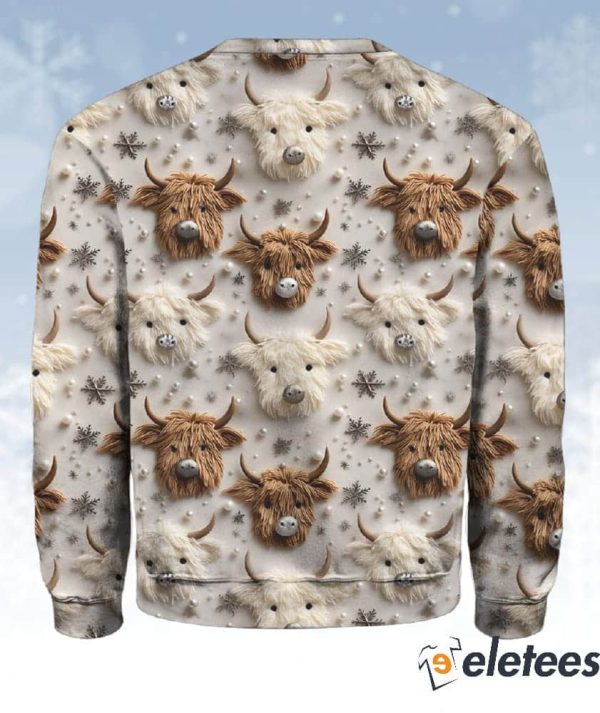 Christmas Cute Highland Cow Highland Cattle Winter Snow Cow Sweater