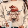 Christmas Cute Highland Cow Print Sweatshirt