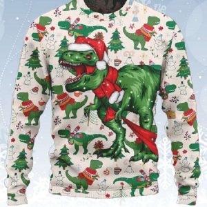 Christmas Dinosaur Print Ugly Sweater 2