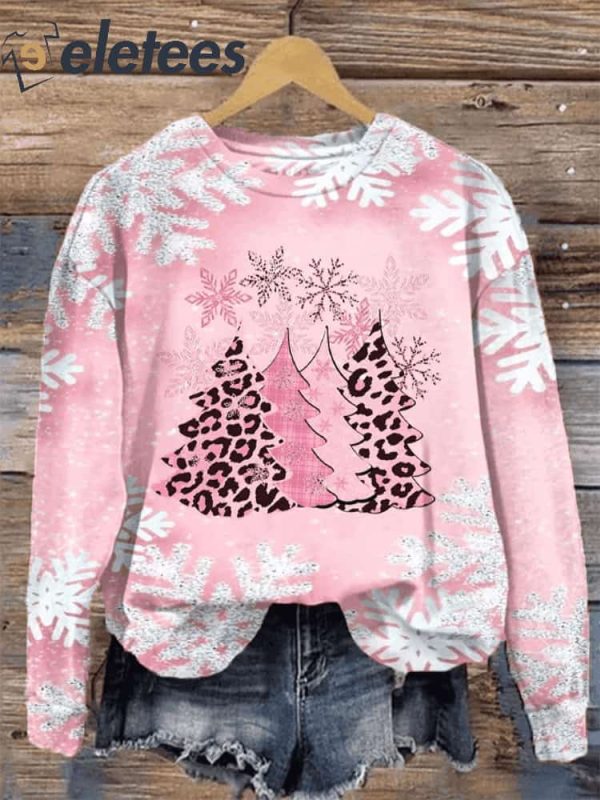 Christmas Tree Snow Print Sweatshirt