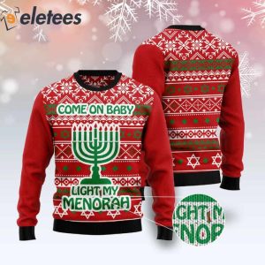 Come On baby Light My Menorah Ugly Christmas Sweater 2