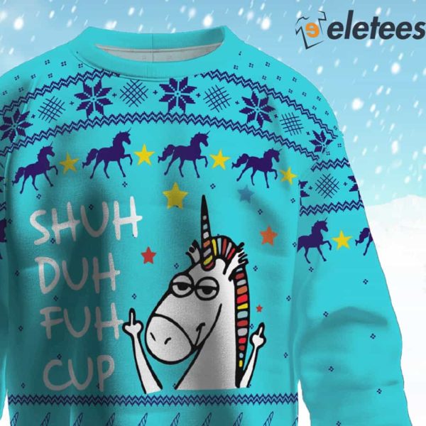 Cool Unicorn Shuh Duh Fuh Cup Christmas Ugly Sweater