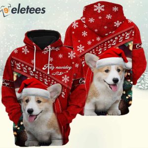 Corgi Wearing Santa Hat Christmas 3D Full Print Shirt 3