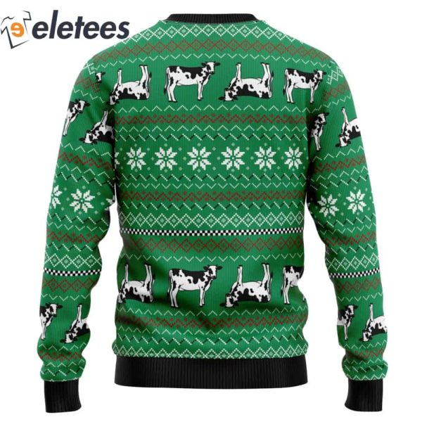 Cow With Noel Hat Ugly Christmas Sweater