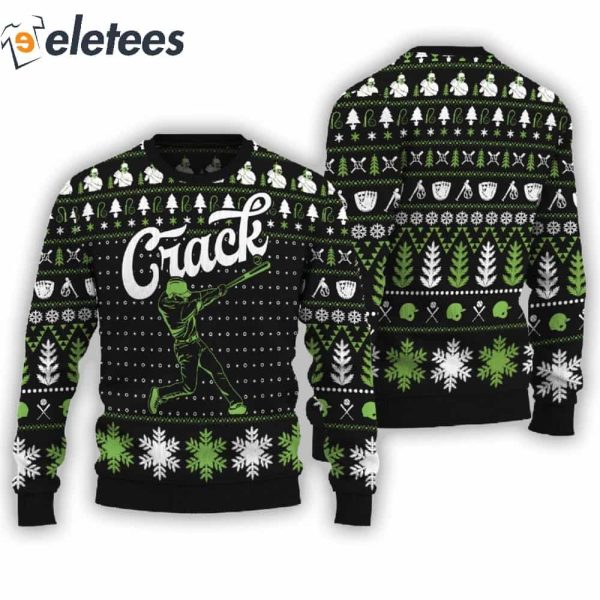 Crack Baseball Ugly Christmas Sweater