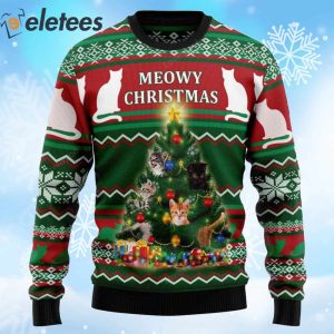 Cute Cat Meowy Christmas Ugly Christmas Sweater