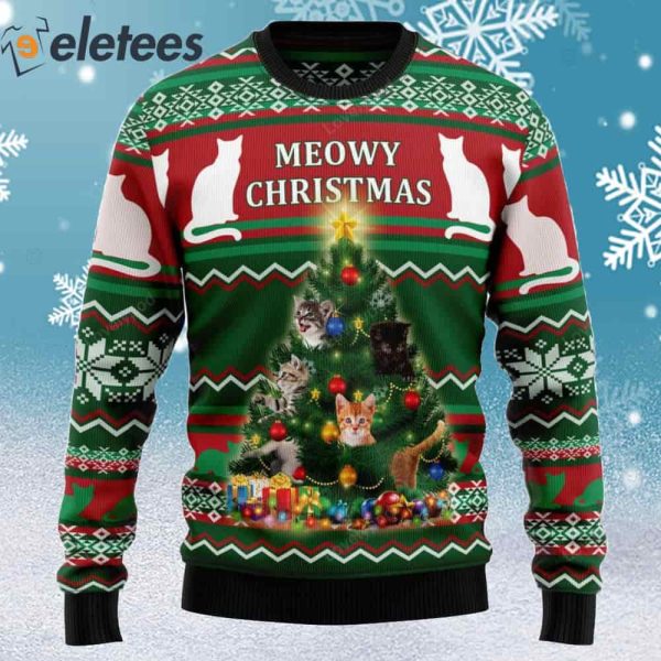 Cute Cat Meowy Christmas Ugly Christmas Sweater