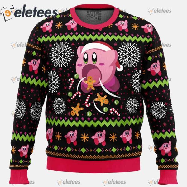 Cute Pink Hungry Kirby’s Dream Land Ugly Christmas Sweater