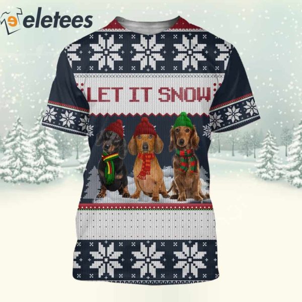 Dachshund Let It Snow Christmas 3D Full Print Shirt