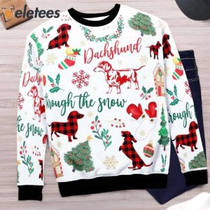 Dachshund Lovers Through The Snow Ugly Christmas Sweater