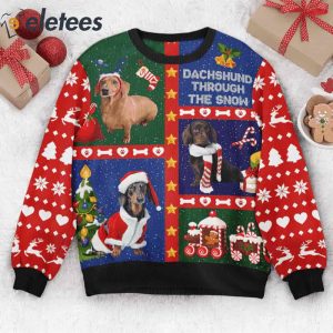 Cute Dachshund Through The Snow Ugly Christmas Sweater