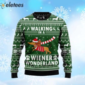 Dachshund Walhing In A Wiener Wonderland Ugly Christmas Sweater 2