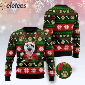 Dalmatian With Ribbon Ugly Christmas Sweater 2