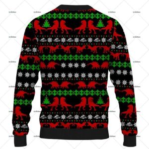 Dinosaur Carry Santa Claus Ugly Christmas Sweater 2