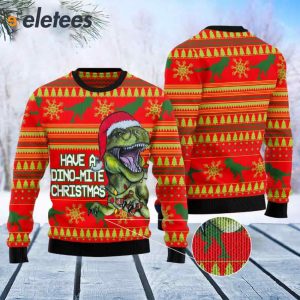 Dinosaur Have A Dino Mite Christmas Ugly Sweater 2