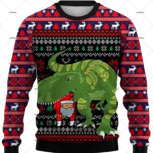 Dinosaur Santa Ugly Christmas Sweater