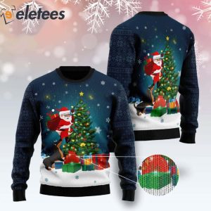 Dog Biting A Santa Claus In The Night Christmas Ugly Sweater 2