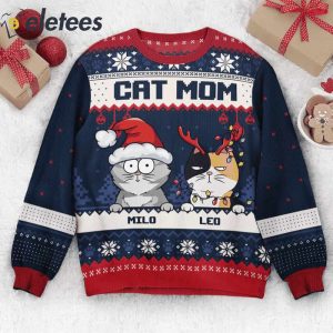 Dog Mom Cat Mom Custom Name Ugly Christmas Sweater
