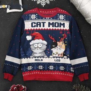 Dog Mom Cat Mom Custom Name Ugly Christmas Sweater1