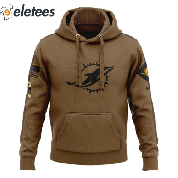 Dolphins Salute To Service Veterans Day Brown Hoodie